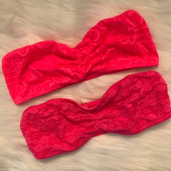 PINK Victoria's Secret Other - 5 FOR $15 VS PINK FLORAL LACE BANDEAU BRALETTES